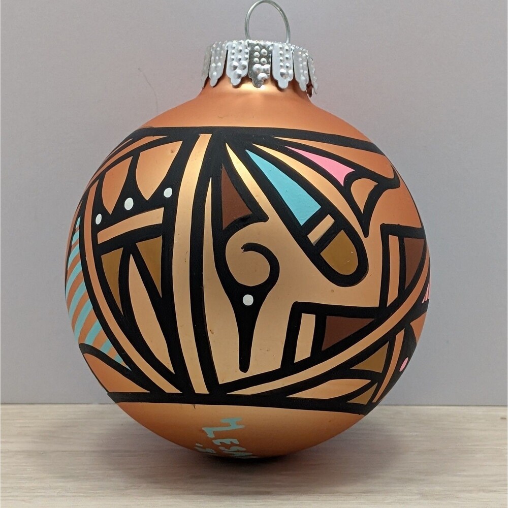 Howard Lesarlley Zuni Artist Hand Painted Ornament Native American Art Christmas
